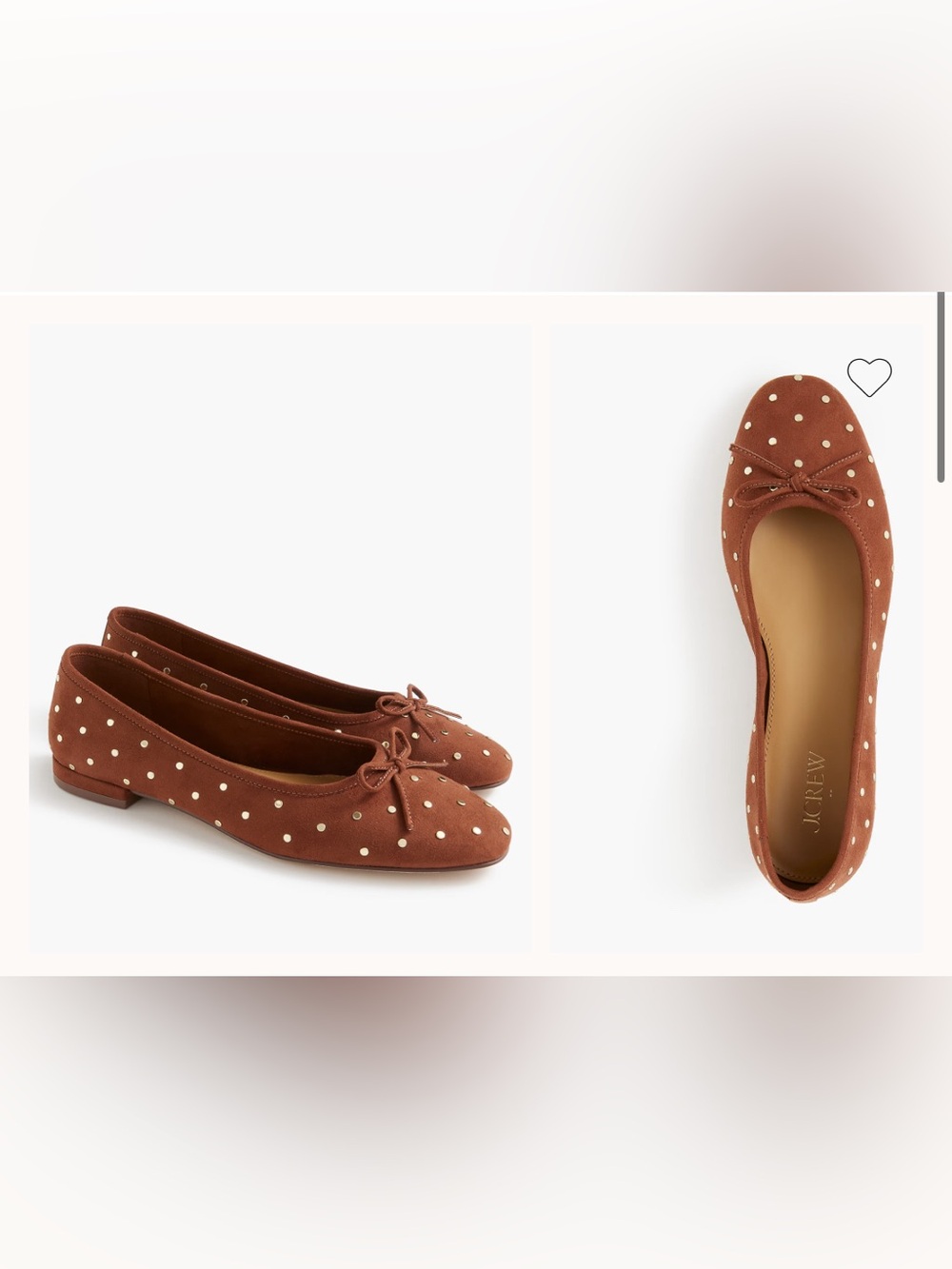 J Crew Faux Suede Studded Ballet Flats 9 Tan Brown NWT CL399 Academia Prep